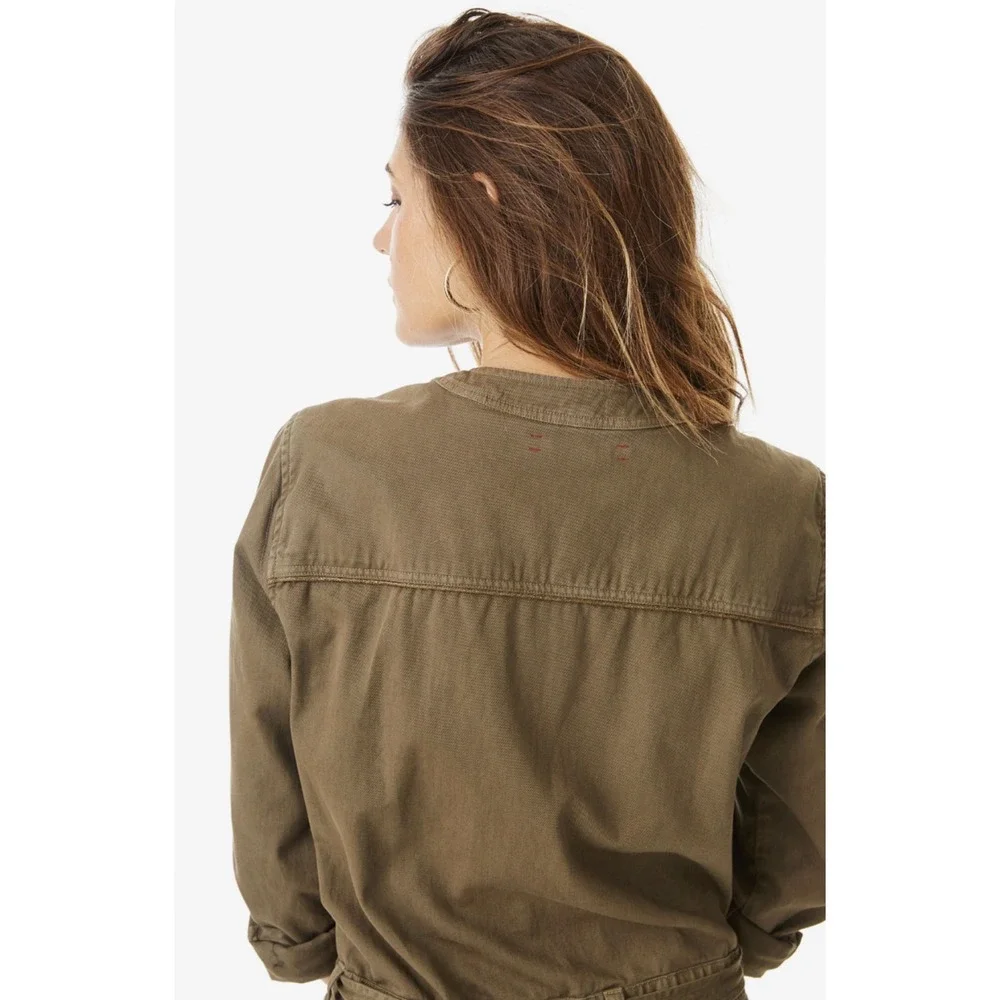 Xirena‎ Long Sleeve Wylie Jumpsuit-Button Front Tie Waist-Khaki Green-Size S NWT